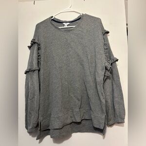 Crown & Ivy Gray Ruffle Sleeve Sweatshirt